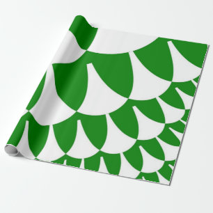 Green and White Scales Wrapping Paper