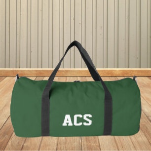 Green and White School Colours and Letters Duffle Bag