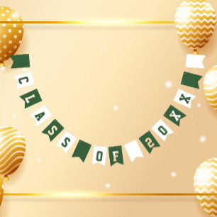Green and White School Colours Class Year Bunting