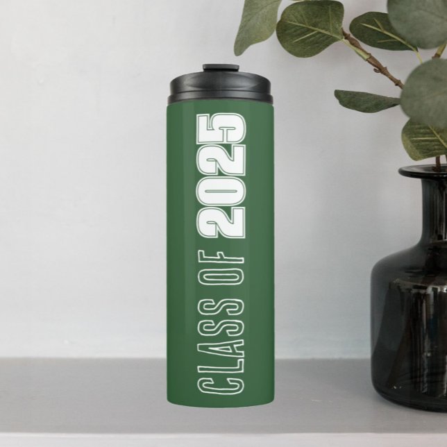 Green and White School Colours Class Year Thermal Tumbler (In Situ)