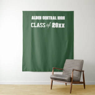 Green and White School Colours Photo Backdrop Tapestry