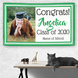 Green and White School Colours Photo Banner