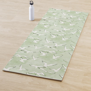 Green And White Seagull Bird Beach Pattern Yogamat Yoga Mat