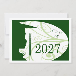 Green and White Silhouette 2027 Card