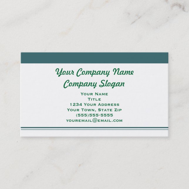 Green and White Simple Business Card (Front)