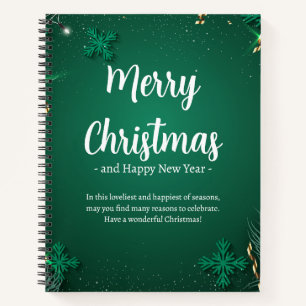 Green and White Simple Christmas Day 8.5" x 11" Notebook