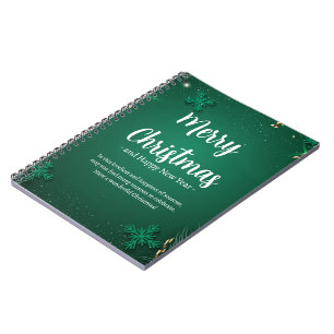Green and White Simple Christmas Day Spiral Photo Notebook