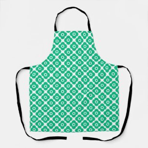 Green and white simple floral pattern retro apron