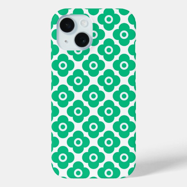 Green and white simple floral pattern retro Case-Mate iPhone case (Back)