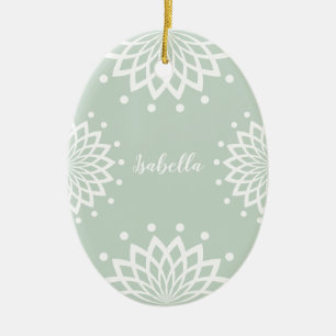 Green and White Simple Vintage Easter Ceramic Tree Decoration