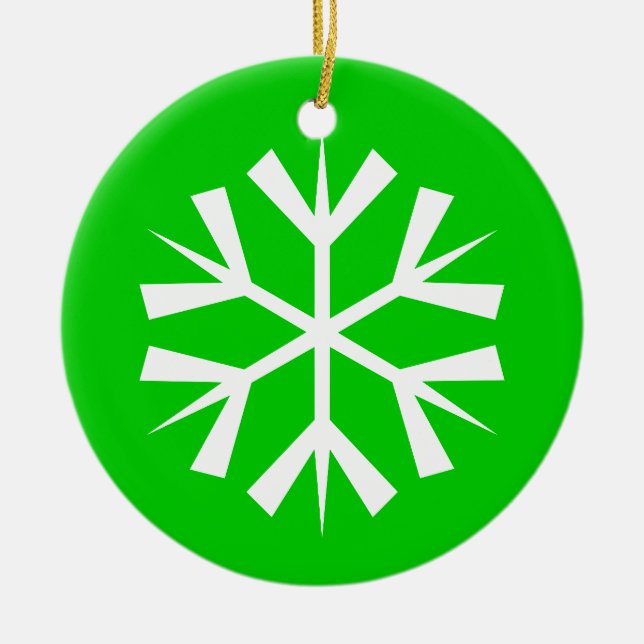 Green and White Snowflake Ceramic Tree Decoration (Front)