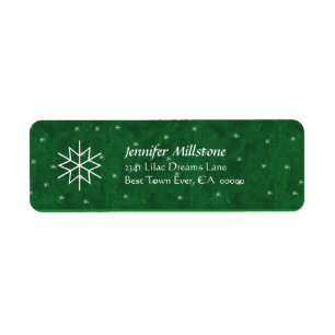 Green and White Snowflakes Address Label