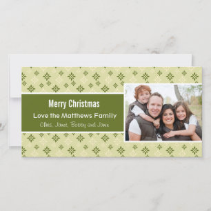Green and White Snowflakes Holiday Christmas Card