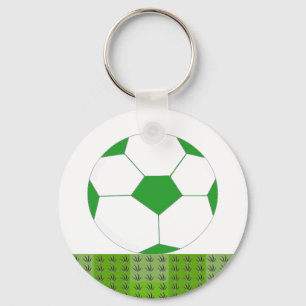 Green and White Soccer Ball Key Ring