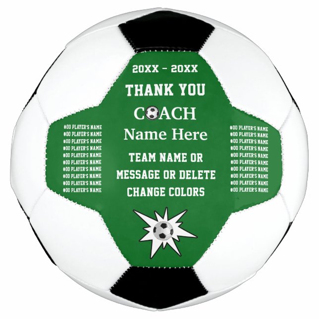 Green and White, Soccer Coach Gifts Thank You,  Football (Front)
