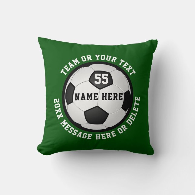 Green and White Soccer Senior Night Gift Ideas Cushion (Front)