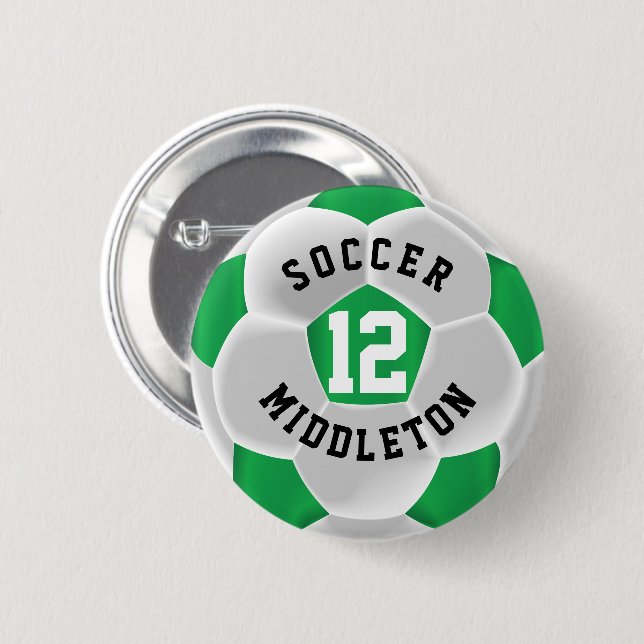 Green and White Soccer Sport Ball 6 Cm Round Badge (Front & Back)
