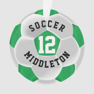 Green and White Soccer Sport Ball Ornament
