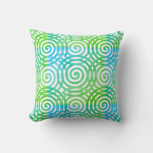Green and White Spirals Cushion