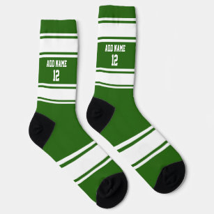 Green and White Sport Jersey - Name Number Socks