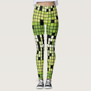 Green and White Squares with Custom Colour Leggings