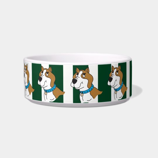 Green and White Stripe and Pitbull - DIY Name Bowl