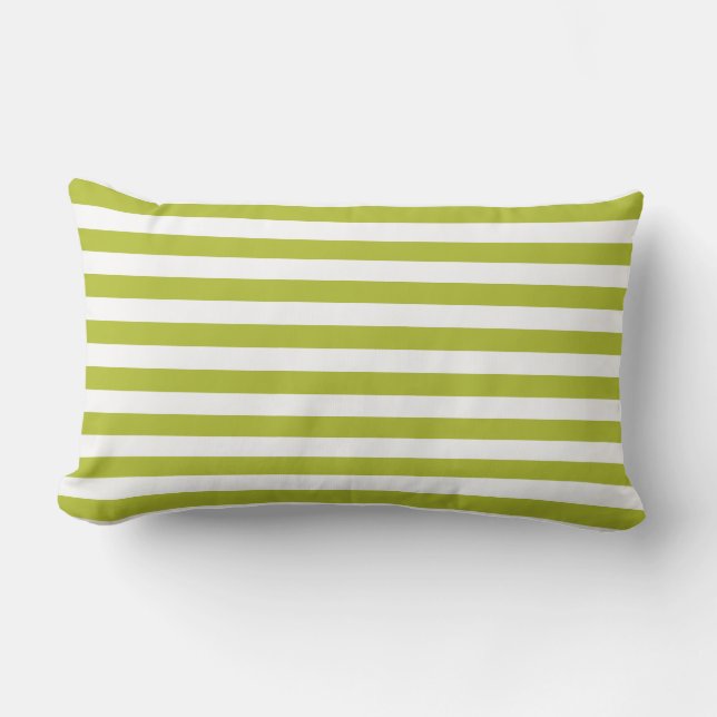 Green and White Stripe Pattern Lumbar Cushion (Front)