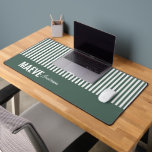 Green and white stripe personalised modern elegant desk mat<br><div class="desc">Modern minimal typography girly sage green and white stripe elegant simple unique personalised gift desk mat design.</div>