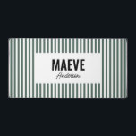 Green and white stripe personalised modern elegant desk mat<br><div class="desc">Modern minimal typography girly sage green and white stripe elegant simple unique personalised gift desk mat design.</div>