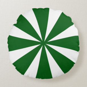 Green and White Stripe Round Cushion