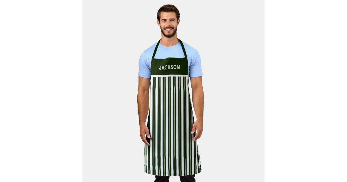 Green and White Striped Apron Zazzle