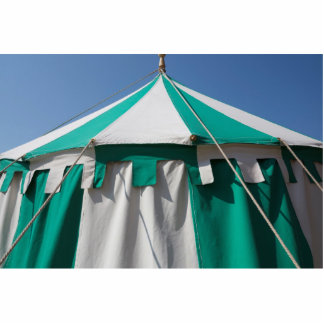 Green and White Striped Circus Tent Standing Photo Sculpture