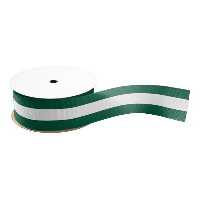 Green And White Striped Festive Holiday Grosgrain Ribbon (Spool)