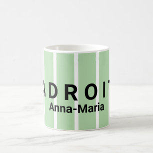 Green and White Striped Mug with Compliment