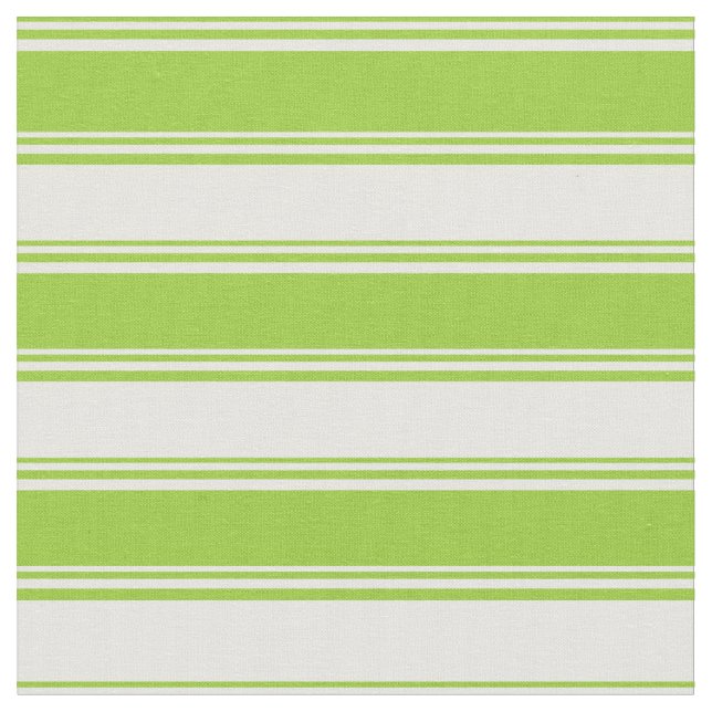 Green and White Striped Pattern Fabric (Close Up)