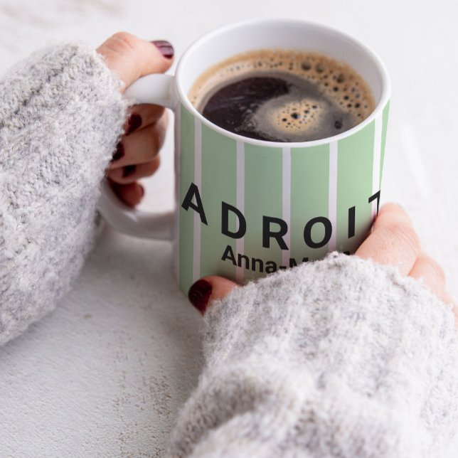 Green and White Striped Praise Design Coffee Mug (Creator Uploaded)