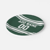 Green and White Striped Sports Jersey Personalised Paper Plate (Angled)