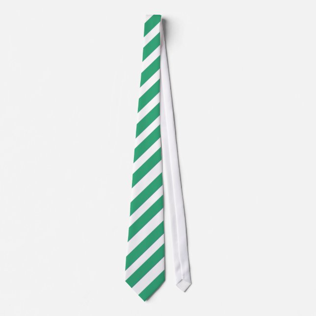 Green and White striped tie (Front)