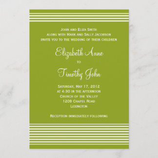 Green and White Striped Wedding Invitation