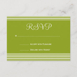 Green and White Striped Wedding Invitation RSVP