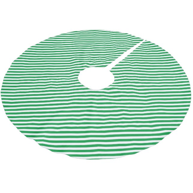 Green and White Stripes Christmas Tree Skirt (Angled)