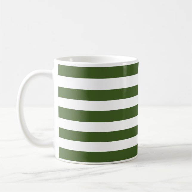 Green and White Stripes Coffee Mug (Left)