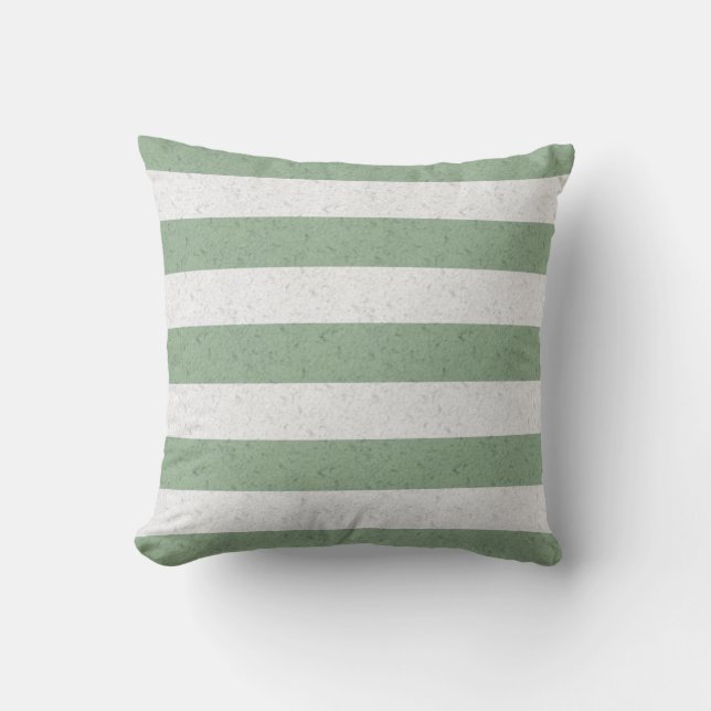 Green and White Stripes Cushion (Front)