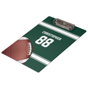 Green and White Stripes Jersey Grid Iron Football Clipboard