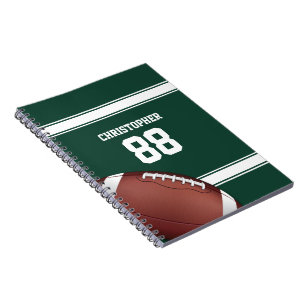Green and White Stripes Jersey Grid Iron Football Notebook