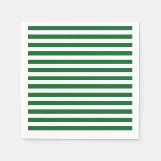 Green and White Stripes Paper Napkins