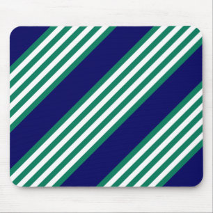 Green and white stripes pattern with navy blue mouse mat