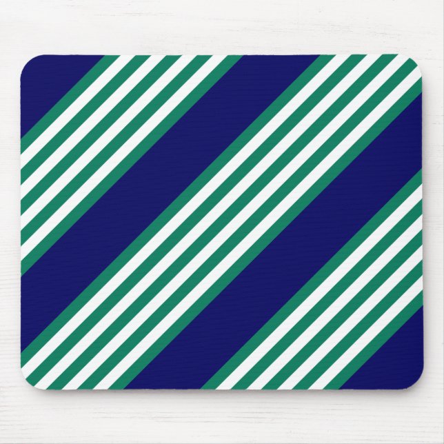 Green and white stripes pattern with navy blue mouse mat (Front)