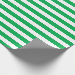 Green and White Stripes Pattern Wrapping Paper