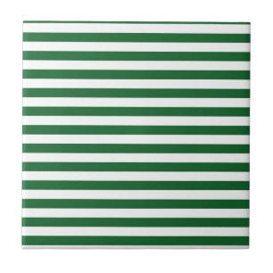 Green and White Stripes Tile